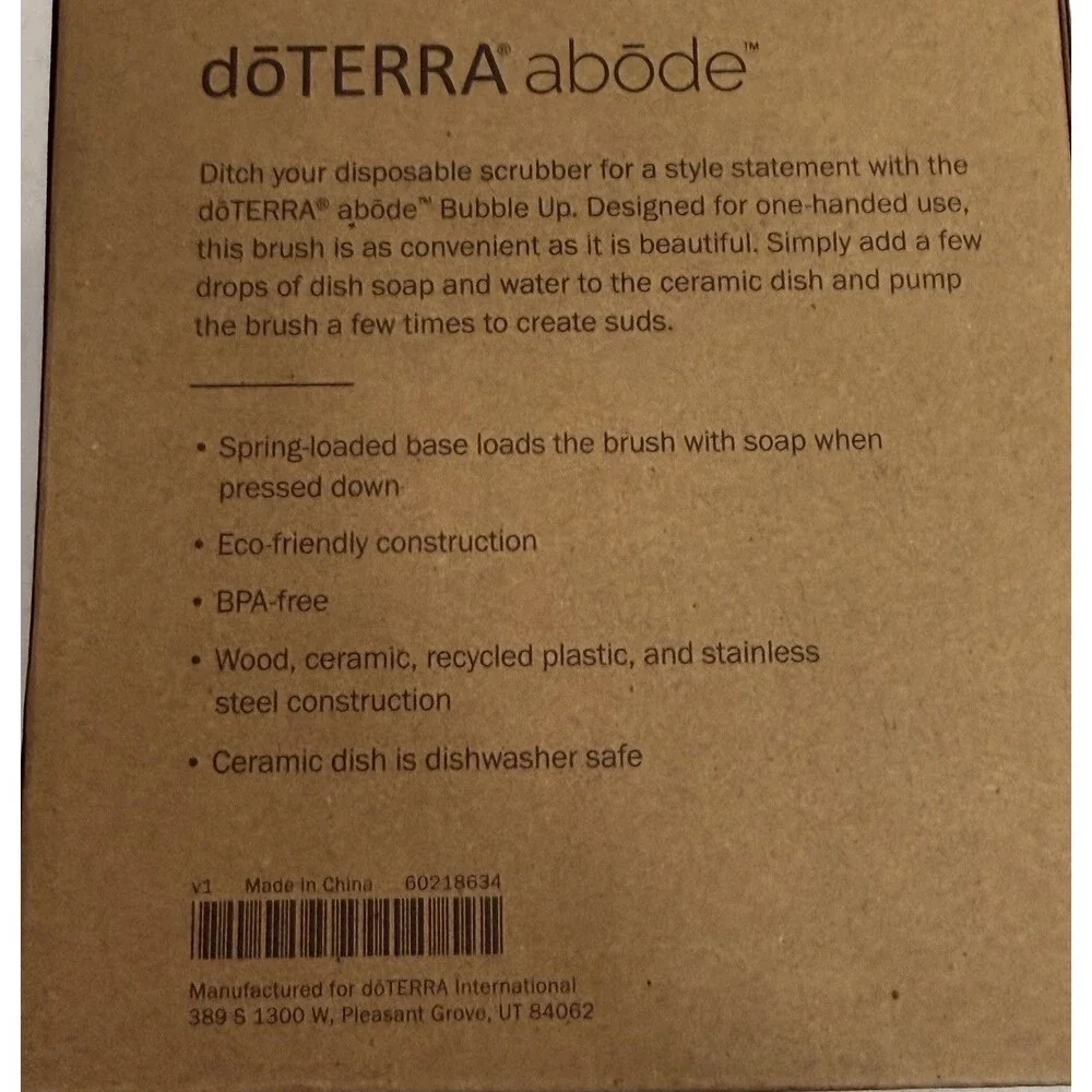 New doTERRA Abode 3-Piece Kitchen Set: Dish Soap Dispenser, Bubble Up, Wood Tray